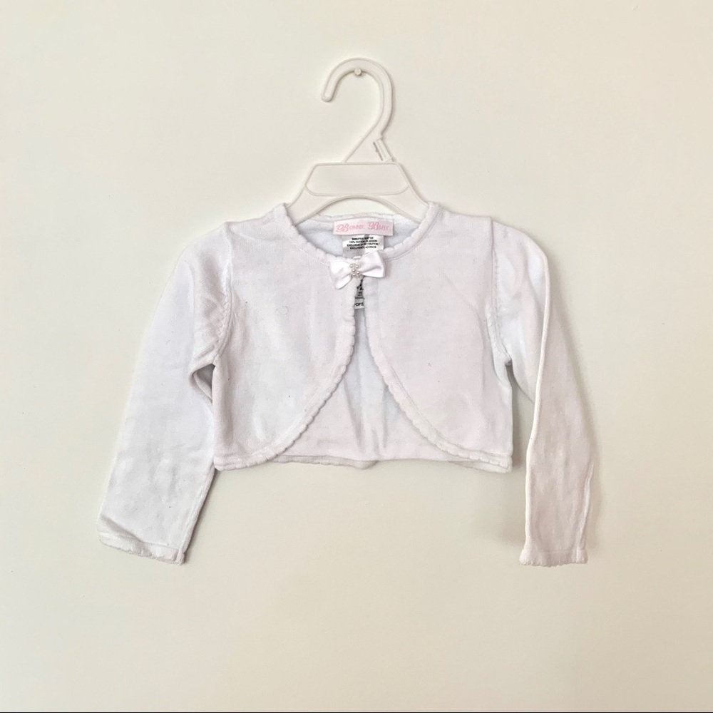 Baby Girls Picot & Bow Cotton Cardigan